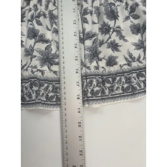 Max Studio Floral Above Knee Mini Skirt Tiered Casual Women's Size S White Blue - Picture 12 of 12